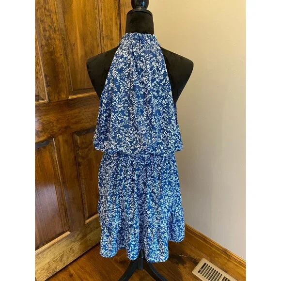 Halter Neckline Dress Plus Size XL Silky Feel Patterened Ruffle Hem Flirty Sexy - Picture 7 of 10